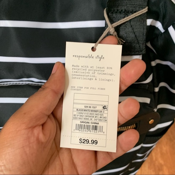 A new Day Backpack - Black/White Stripes - Picture 2 of 6